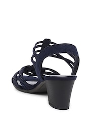 Pavers Blue Embellished Slip-On Block Heeled Sandals - Image 3 of 5