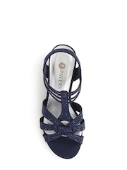 Pavers Blue Embellished Slip-On Block Heeled Sandals - Image 4 of 5
