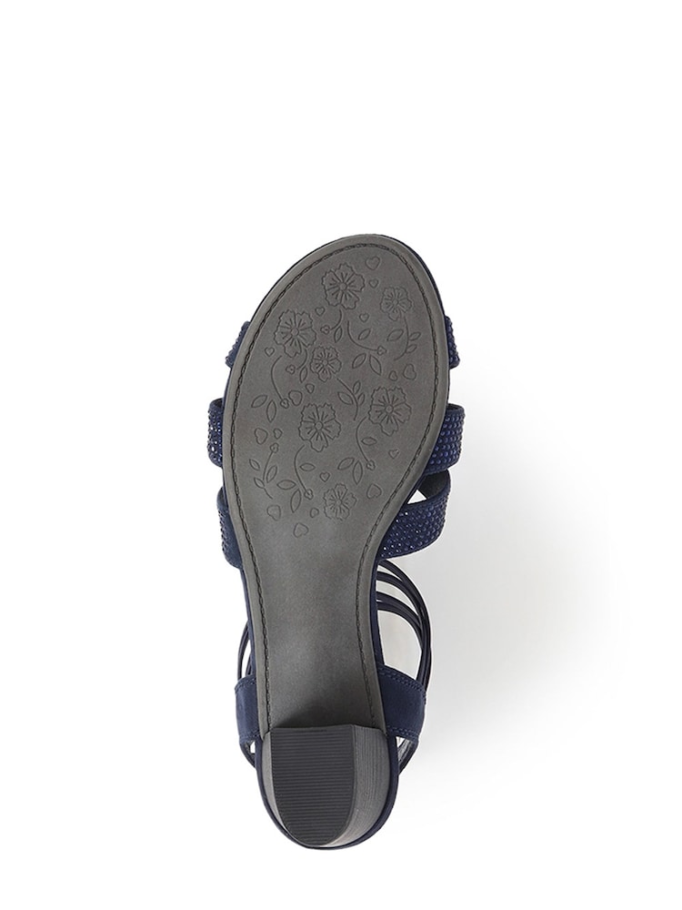 Pavers Blue Embellished Slip-On Block Heeled Sandals - Image 5 of 5 Pavers Blue Embellished Slip-On Block Heeled Sandals - Image 5 of 5