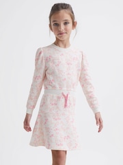Reiss Pink Print Maeve 9-12 yrs Relaxed Jersey Dress - Image 1 of 7