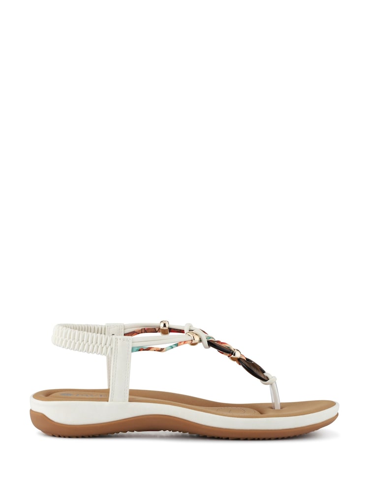 Pavers White Elasticated Toe Post Sandals - Image 1 of 5 Pavers White Elasticated Toe Post Sandals - Image 1 of 5
