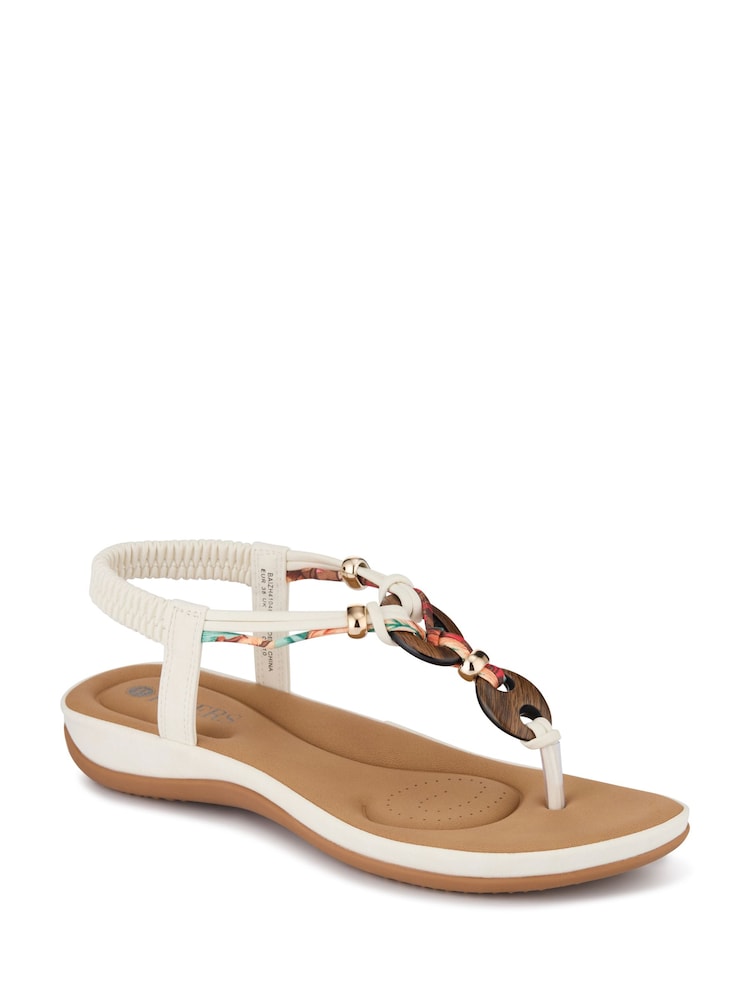 Pavers White Elasticated Toe Post Sandals - Image 2 of 5 Pavers White Elasticated Toe Post Sandals - Image 2 of 5