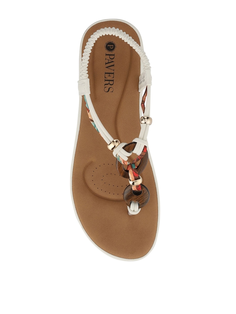 Pavers White Elasticated Toe Post Sandals - Image 5 of 5 Pavers White Elasticated Toe Post Sandals - Image 5 of 5