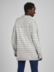 JoJo Maman Bébé Marl Grey Stripe Turtle Neck Maternity & Nursing Jumper - Image 2 of 5