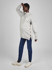 JoJo Maman Bébé Marl Grey Stripe Turtle Neck Maternity & Nursing Jumper - Image 3 of 5