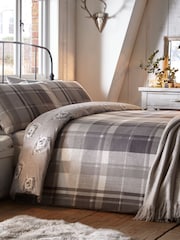 Dreams & Drapes Grey Colville Check Brushed 100% Cotton Duvet Cover and Pillowcase Set - Image 1 of 4