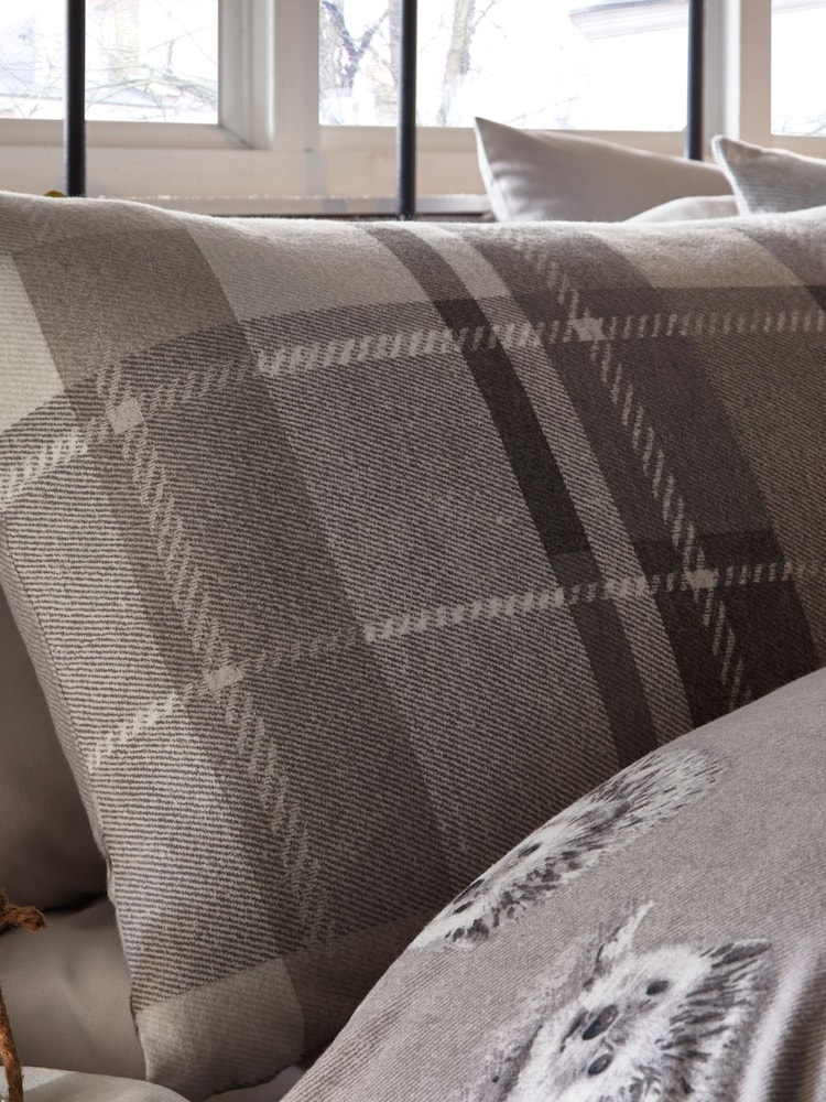 Dreams & Drapes Grey Colville Check Brushed 100% Cotton Duvet Cover and Pillowcase Set - Image 2 of 4