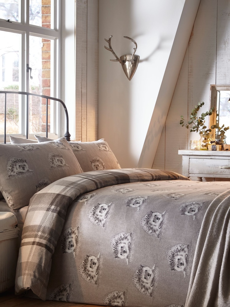 Dreams & Drapes Grey Colville Check Brushed 100% Cotton Duvet Cover and Pillowcase Set - Image 4 of 4