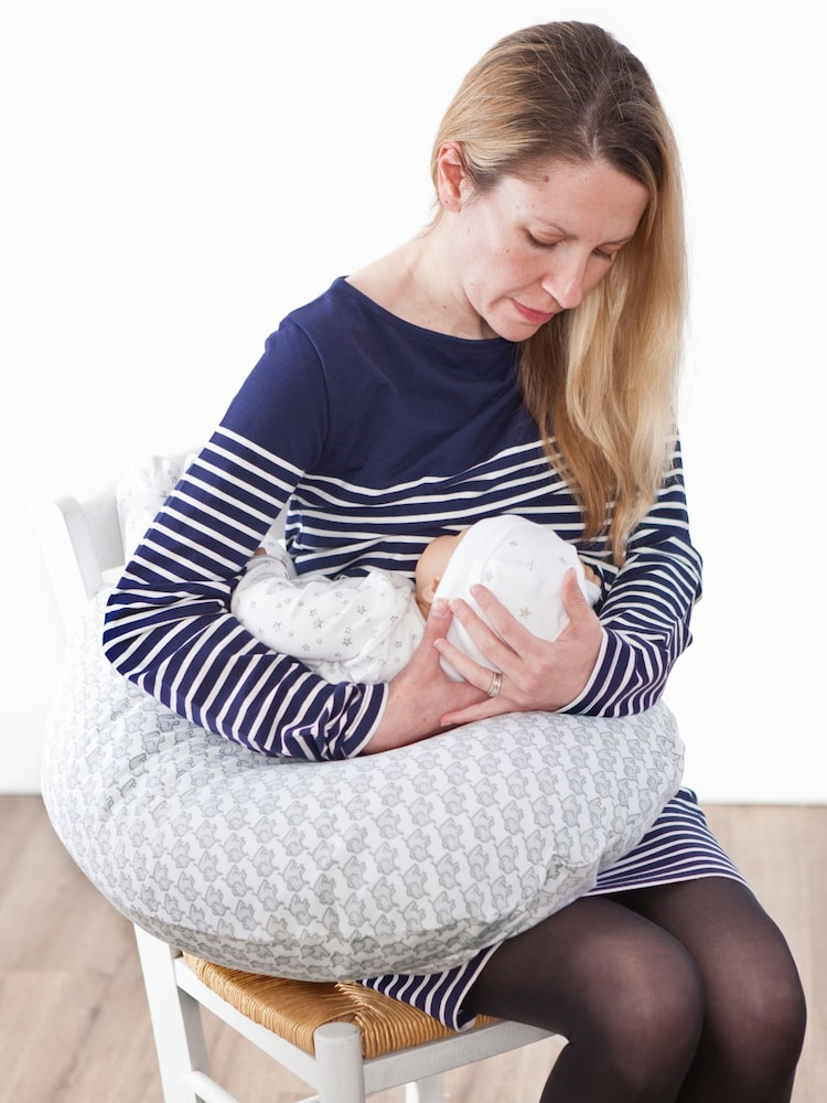 JoJo Maman Bébé Grey Little Elephants Printed Feeding Cushion - Image 2 of 4