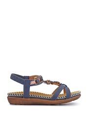 Pavers Blue Lightweight Wedge Heel Mules - Image 2 of 6