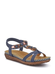 Pavers Blue Lightweight Wedge Heel Mules - Image 3 of 6