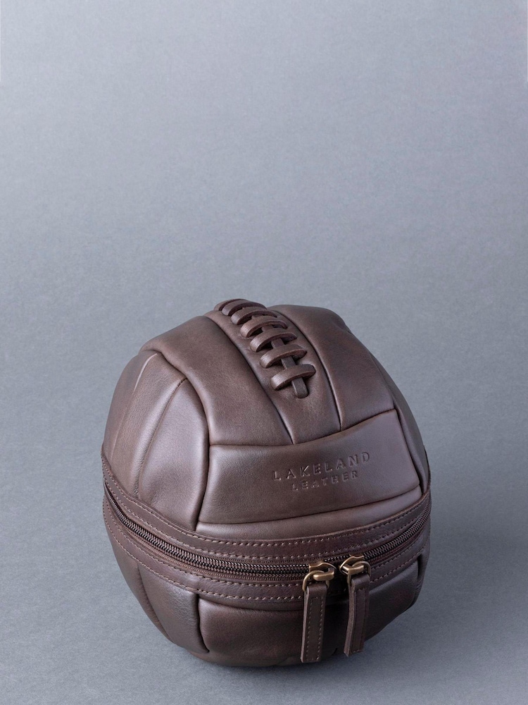 Lakeland Leather Football Brown Vintage Leather Wash Bag - Image 1 of 5