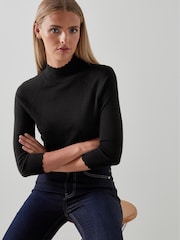 LK Bennett Black Betty Merino Wool Scallop Edge Jumper - Image 1 of 4
