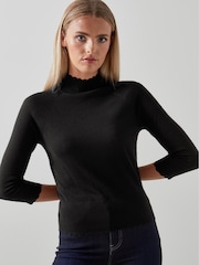 LK Bennett Black Betty Merino Wool Scallop Edge Jumper - Image 3 of 4