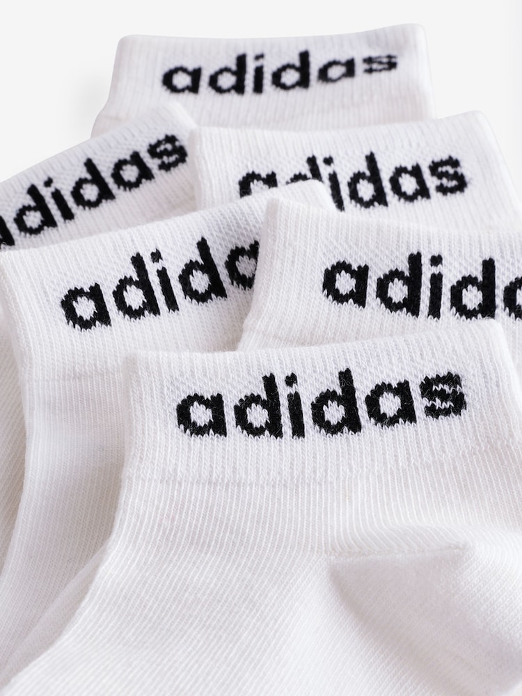 adidas White Think Linear Ankle Socks 3 Pack - Image 2 of 4