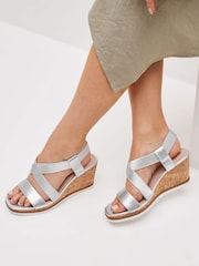 Metallic Extra Wide Fit Forever Comfort® Elastic Strap Wedges - Image 1 of 1