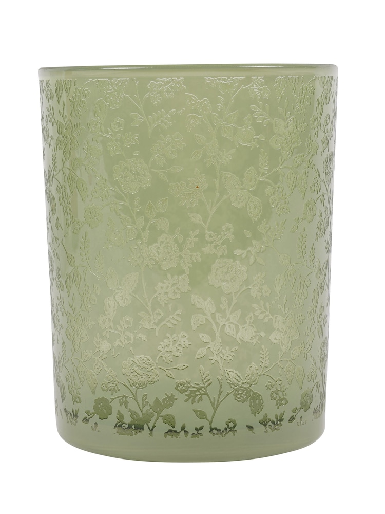 Laura Ashley Green Glass Hurricane Lantern Candle Holder - Image 2 of 4