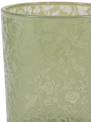 Laura Ashley Green Glass Hurricane Lantern Candle Holder - Image 4 of 4