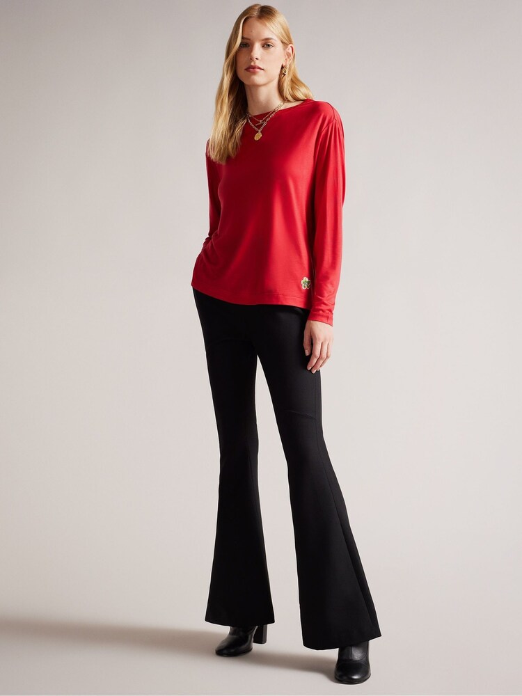 Ted Baker Red Summyr Slash Neck Top - Image 2 of 5