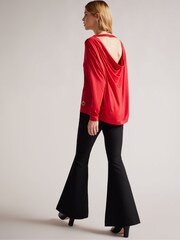 Ted Baker Red Summyr Slash Neck Top - Image 3 of 5