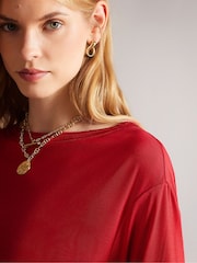 Ted Baker Red Summyr Slash Neck Top - Image 4 of 5