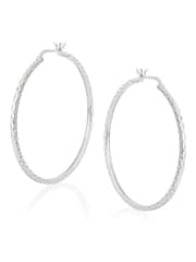 Beaverbrooks Sterling Silver Sparkle Cut Hoop Earrings - Image 1 of 3