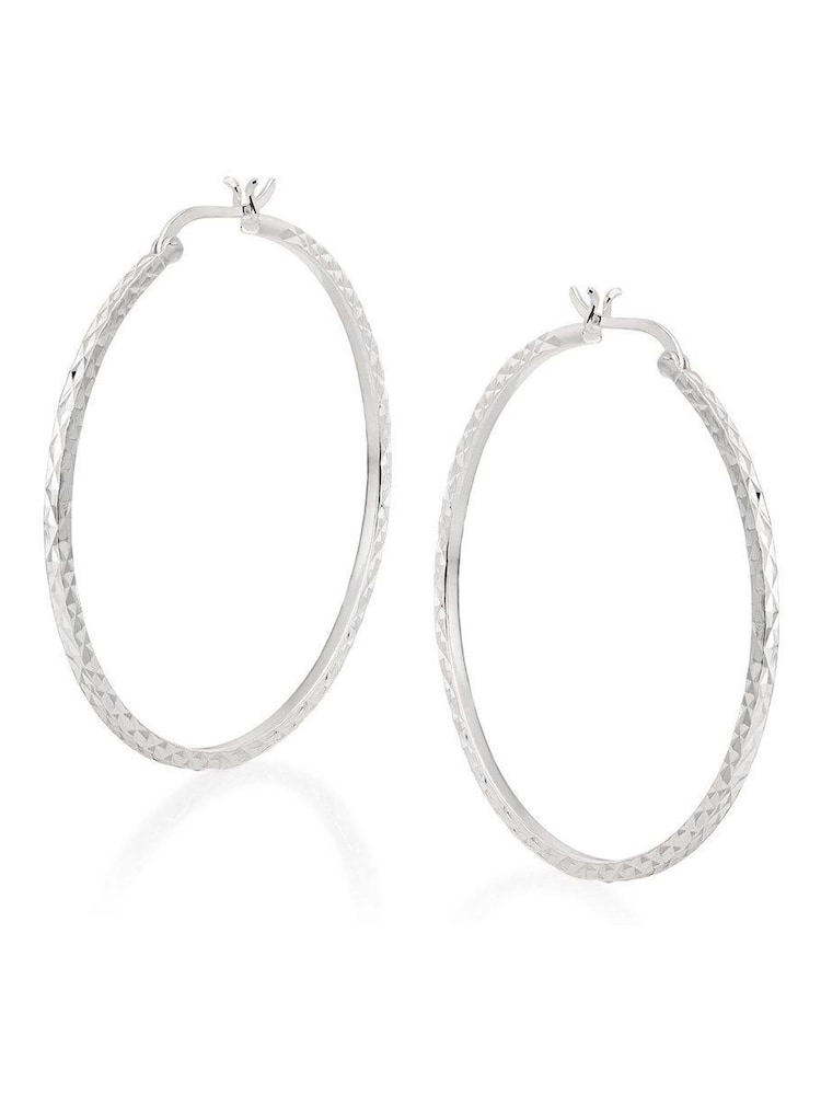 Beaverbrooks Sterling Silver Sparkle Cut Hoop Earrings - Image 1 of 3
