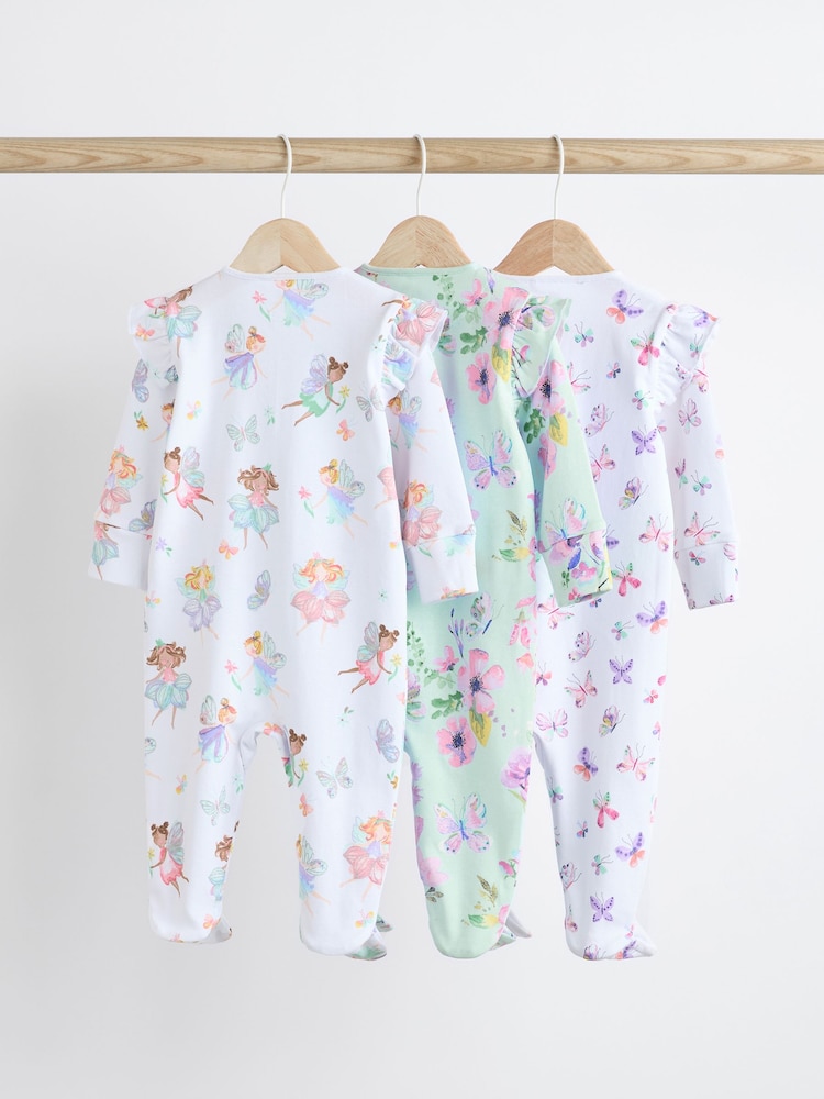 White Fairy Baby Two Way Zip Sleespuits 3 Pack (0mths-2yrs) - Image 2 of 10 White Fairy Baby Two Way Zip Sleespuits 3 Pack (0mths-2yrs) - Image 2 of 10
