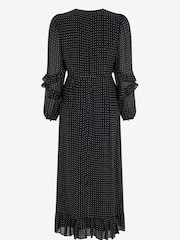 Mint Velvet Black Print Ruffle Midi Dress - Image 3 of 3