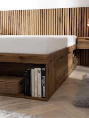 Oak Effect Bronx Wooden Hotel Bed Frame with Platform Storage and Bedside Tables - Image 3 of 6