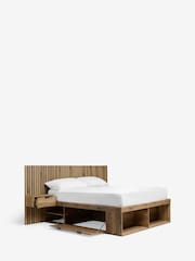 Oak Effect Bronx Wooden Bookcase Cupboard Ottoman Storage Bed Frame - Image 9 of 9