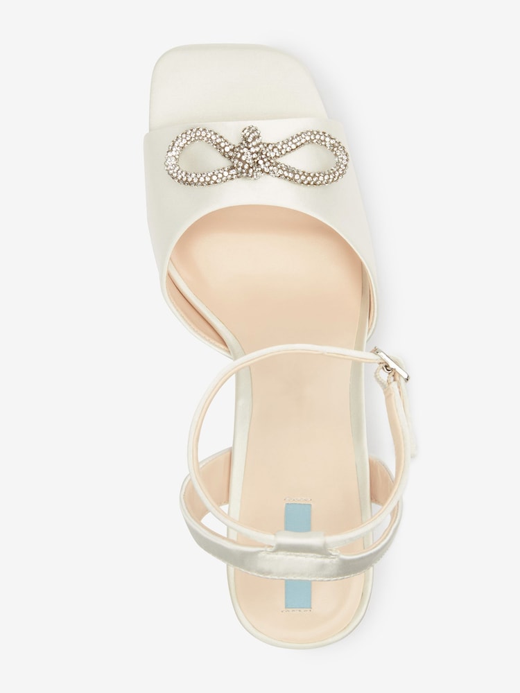 Ivory Forever Comfort® Wedding Sparkle Bow Trim Bridal Sandals - Image 8 of 9