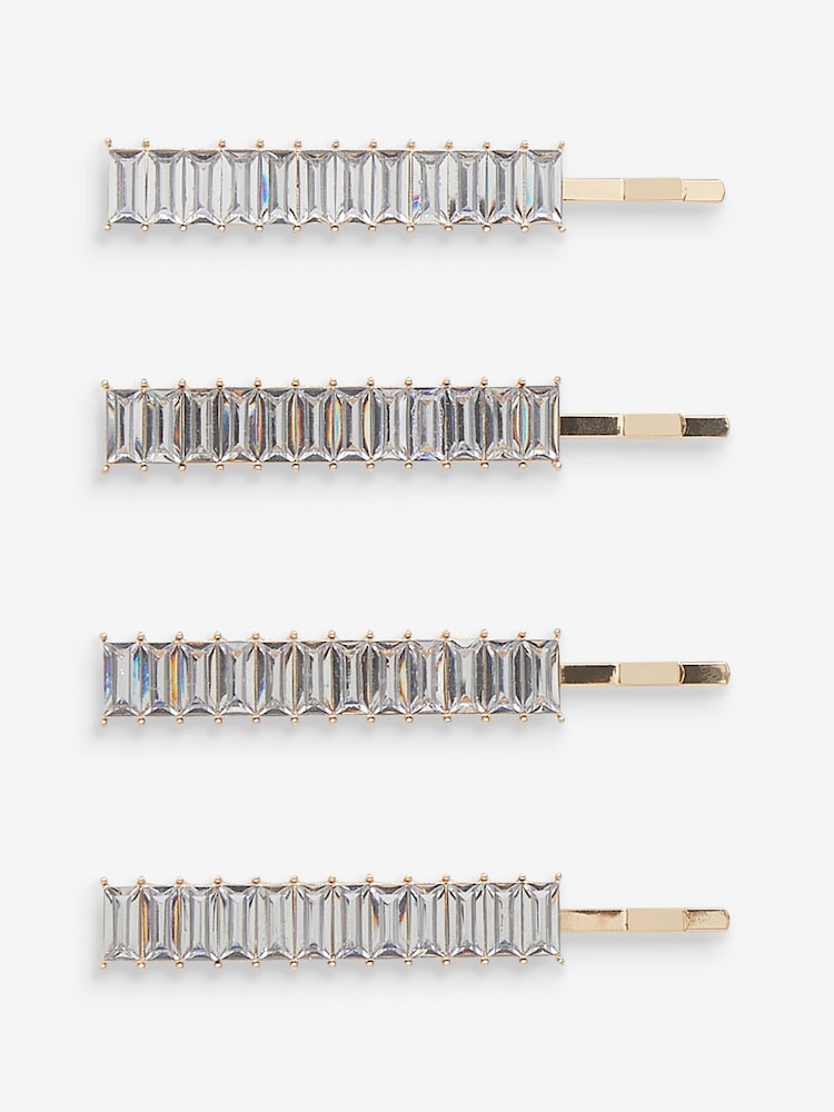 Gold Tone Sparkle Hair Slides 4 Pack - Image 1 of 1