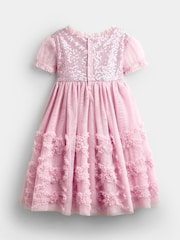 JoJo Maman Bébé Soft Pink Sequin & Tulle Bow Party Dress - Image 2 of 5