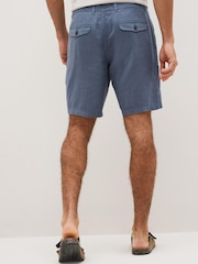 Blue Drawstring Linen Blend Shorts - Image 3 of 6