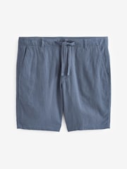 Blue Drawstring Linen Blend Shorts - Image 6 of 6