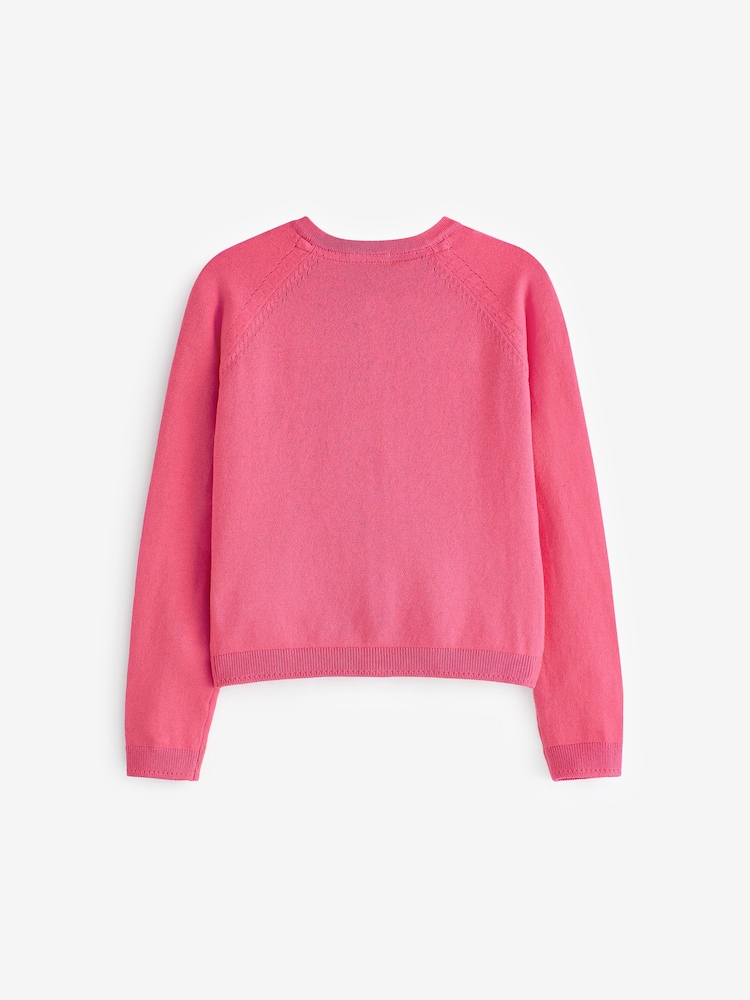 Bright Pink Button-Up Cardigan (3-16yrs) - Image 6 of 6