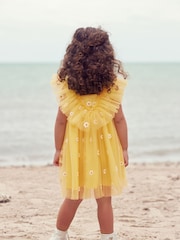 Yellow Daisy Embroidered Ruffle Mesh Dress (3mths-10yrs) - Image 3 of 7