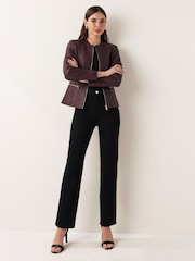 Urban Code Red Collarless Leather Jacket - Image 2 of 7