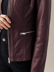 Urban Code Red Collarless Leather Jacket - Image 5 of 7