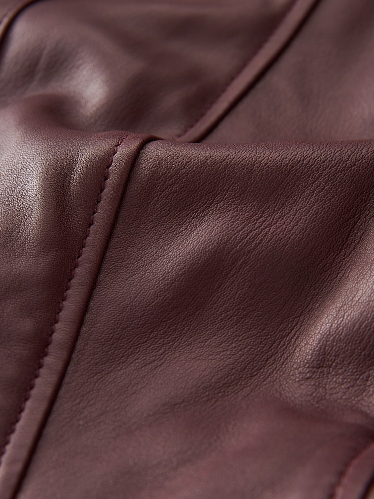 Urban Code Red Collarless Leather Jacket - Image 7 of 7