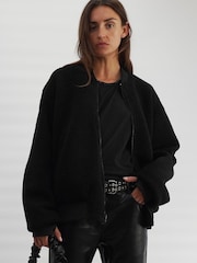 Religion Black Reversible Nylon Fleece Teddy Bomber Jacket - Image 2 of 6