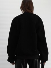 Religion Black Reversible Nylon Fleece Teddy Bomber Jacket - Image 3 of 6