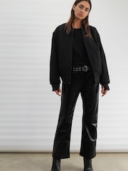 Religion Black Reversible Nylon Fleece Teddy Bomber Jacket - Image 4 of 6