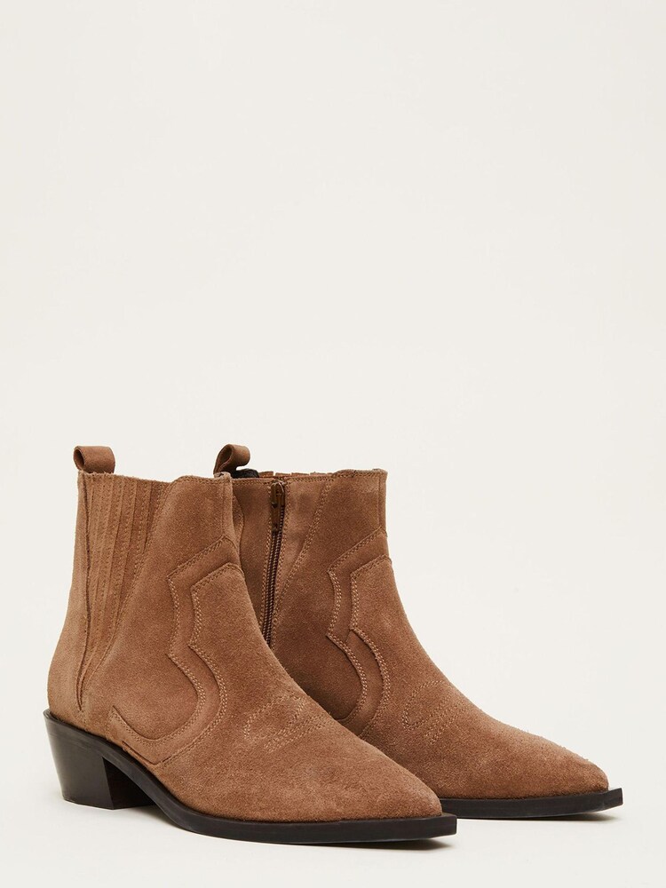 Phase Eight Stitch Detail Brown Suede Ankle Boots - Image 2 of 6 Phase Eight Stitch Detail Brown Suede Ankle Boots - Image 2 of 6
