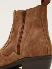 Phase Eight Stitch Detail Brown Suede Ankle Boots - Image 4 of 6