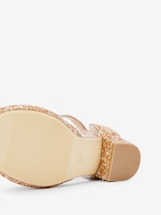 Rose Gold Glitter Occasion Ankle Strap Low Heel Shoes - Image 10 of 10