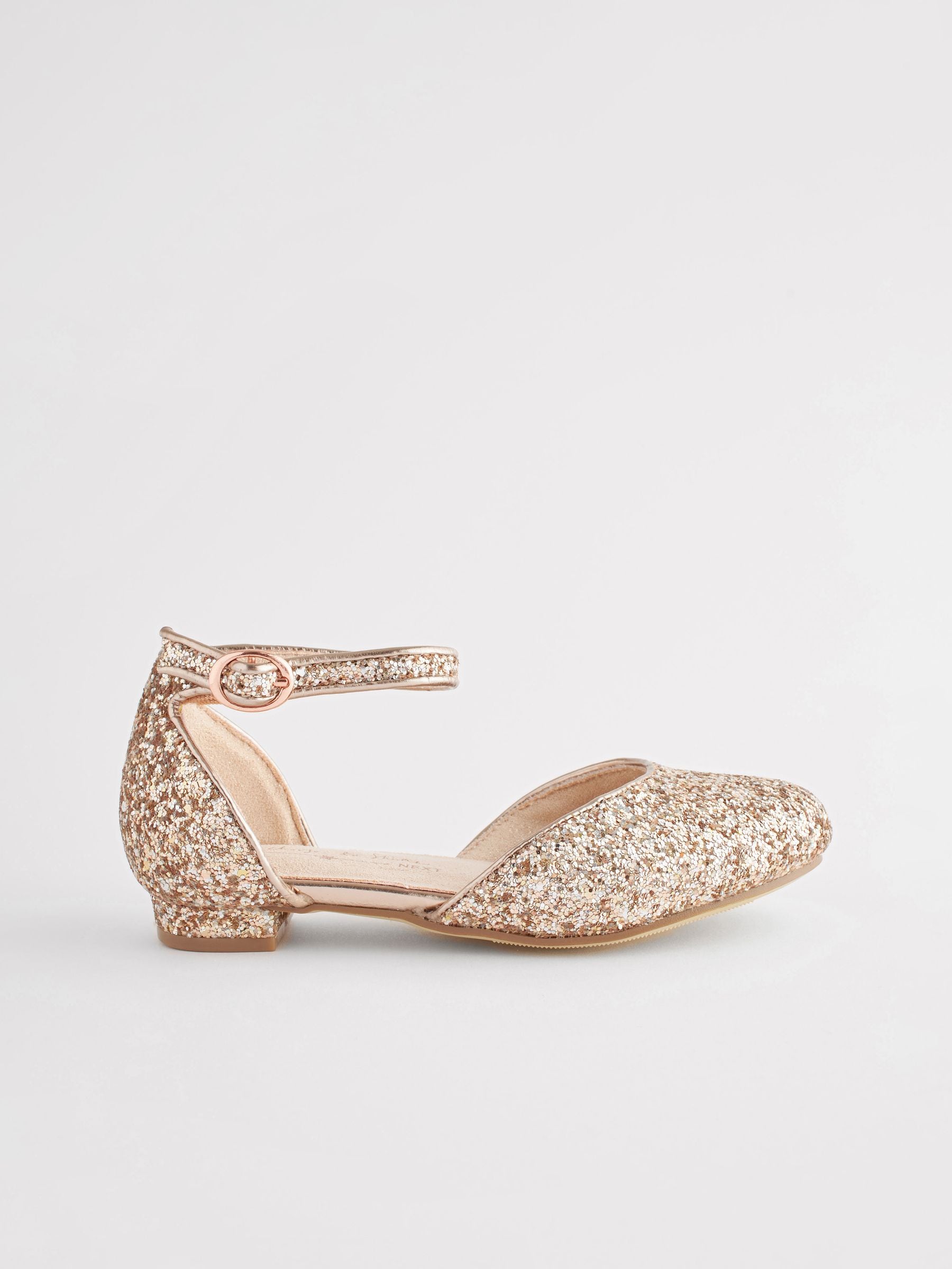 Gold glitter flat shoes clearance