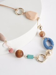 Nude Pink Cord Beaded Rope Necklace - Image 3 of 4