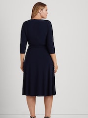 Lauren Ralph Lauren Curve Carlyna Stretch-Midikleid mit Wickeldesign, Marineblau - Bild 3 von 7